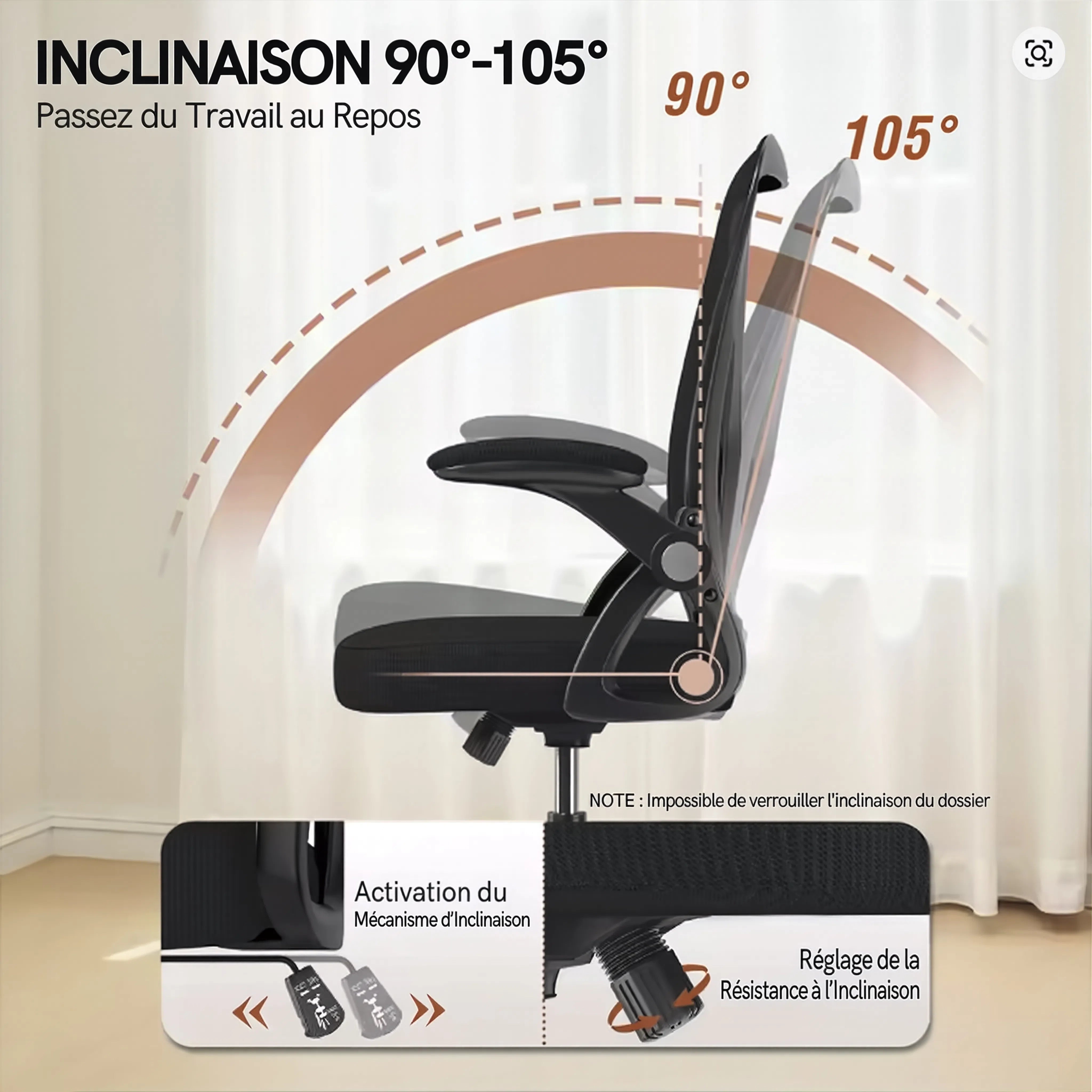 ZEN | Chaise de Bureau Ergonomique Design - Support Lombaire & Accoudoirs Réglables