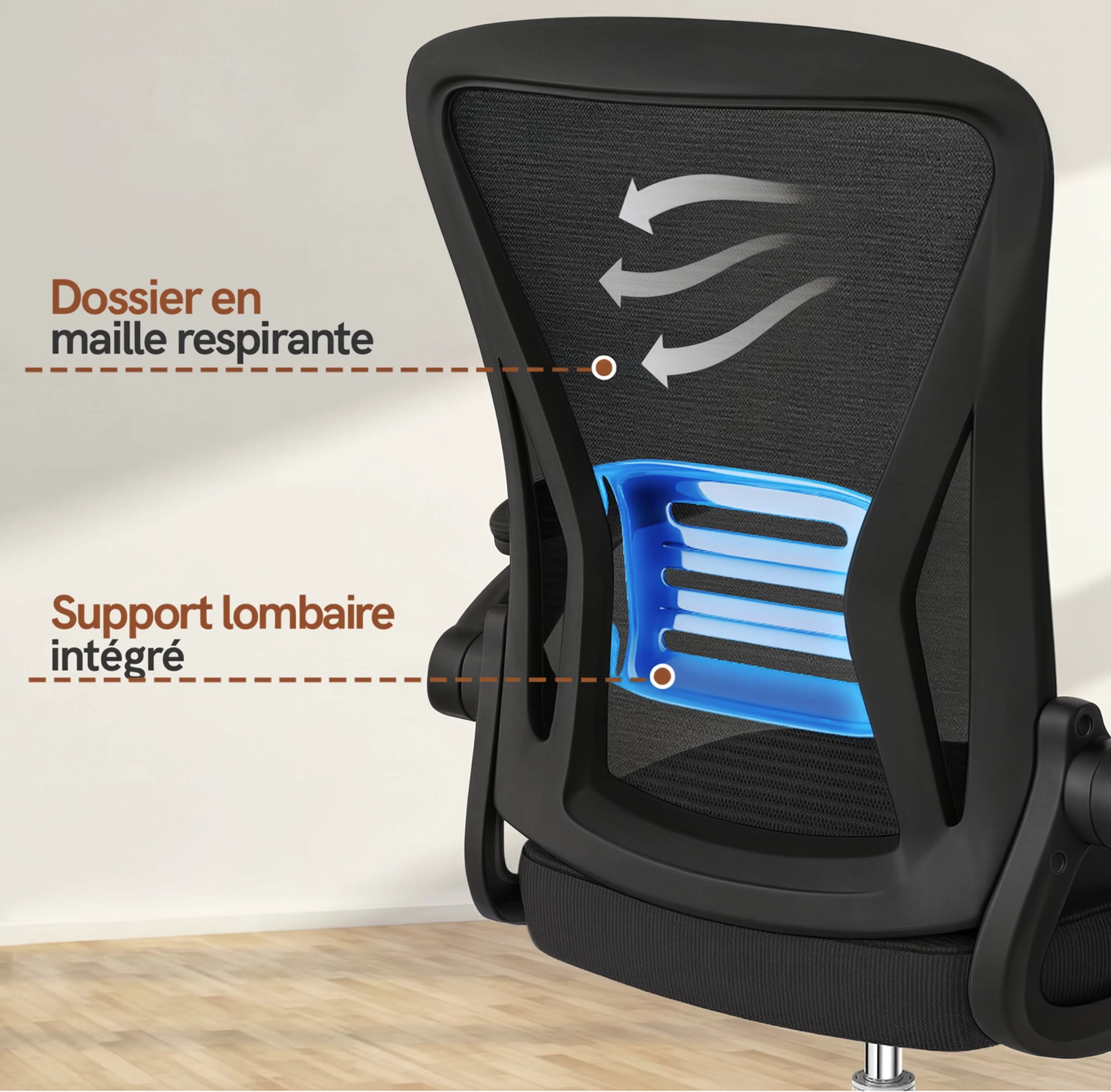 ZEN | Chaise de Bureau Ergonomique Design - Support Lombaire & Accoudoirs Réglables