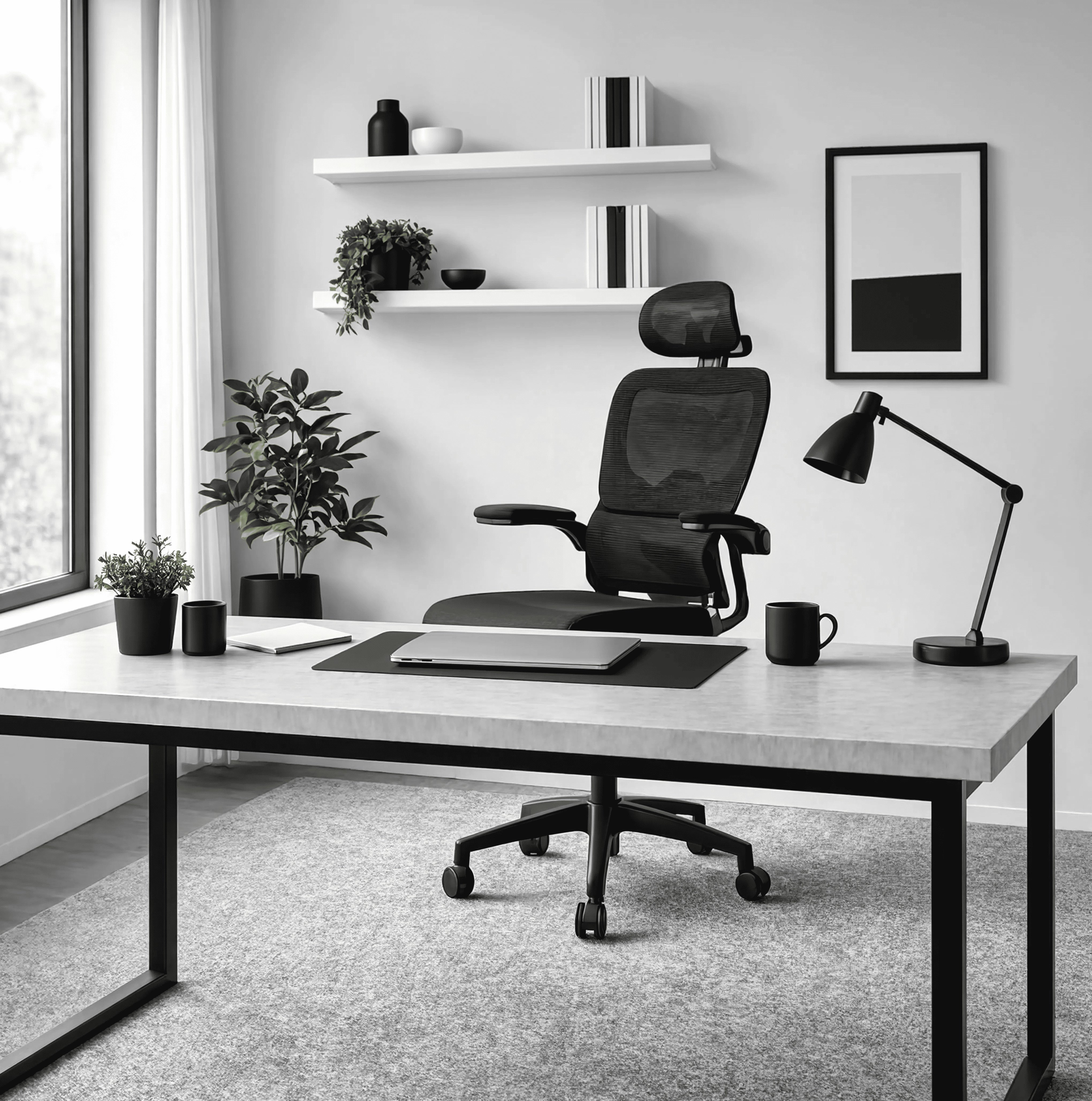 PAUSE | Chaise de Bureau Ergonomique Design - Support Lombaires, Appui-tête Réglable & Accoudoirs Rabattables