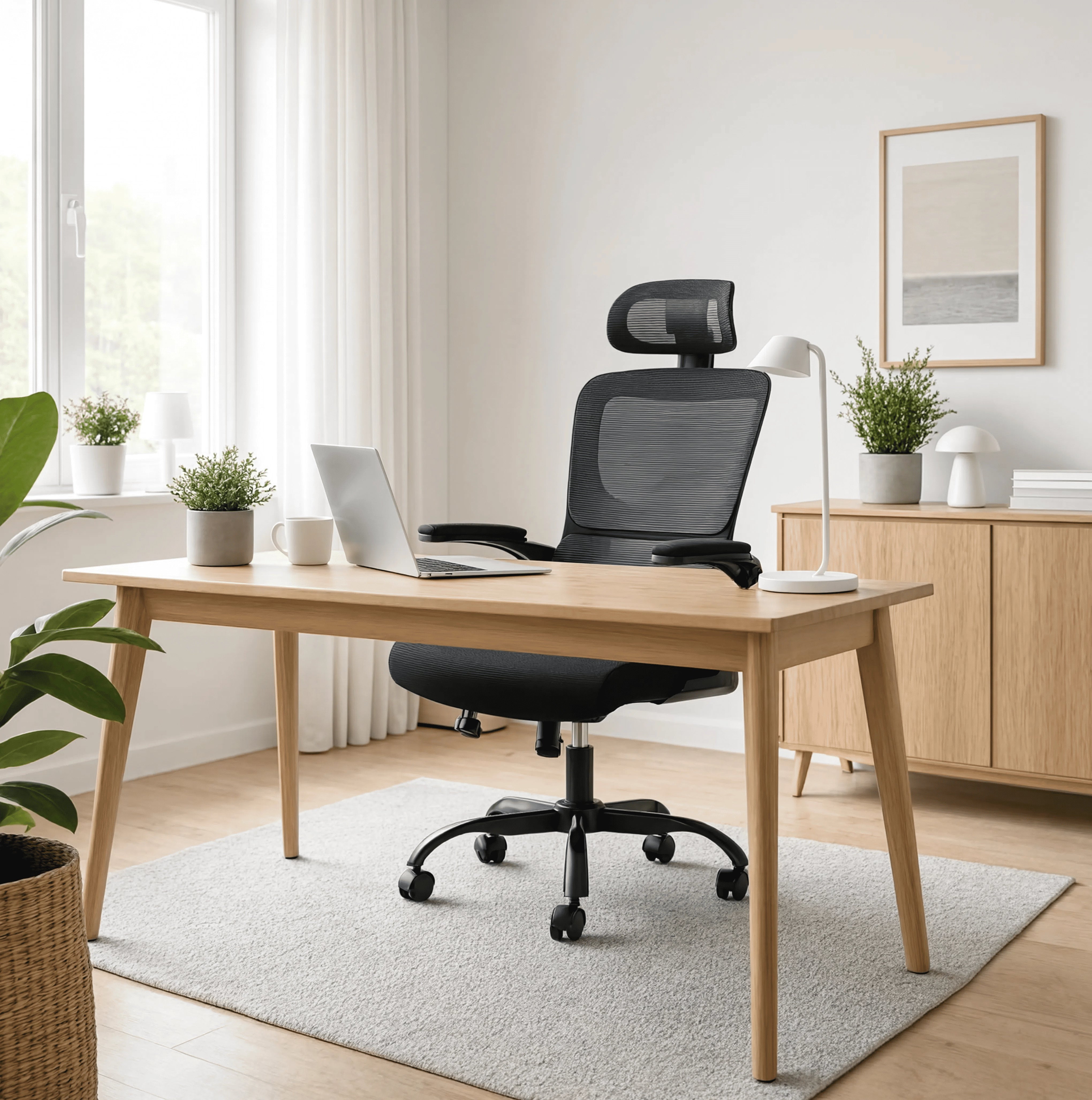 PAUSE | Chaise de Bureau Ergonomique Design - Support Lombaires, Appui-tête Réglable & Accoudoirs Rabattables
