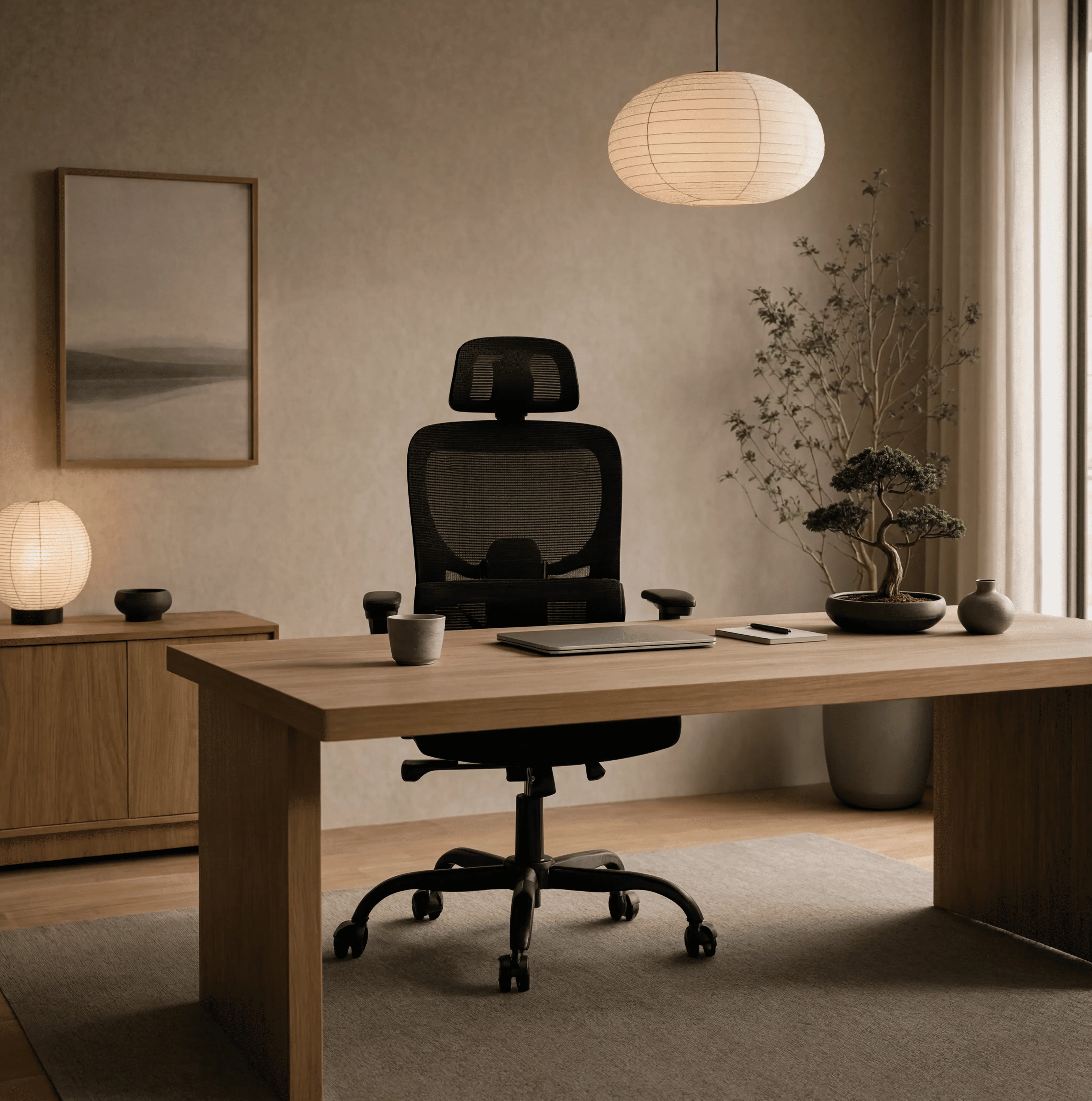 PAUSE | Chaise de Bureau Ergonomique Design - Support Lombaires, Appui-tête Réglable & Accoudoirs Rabattables