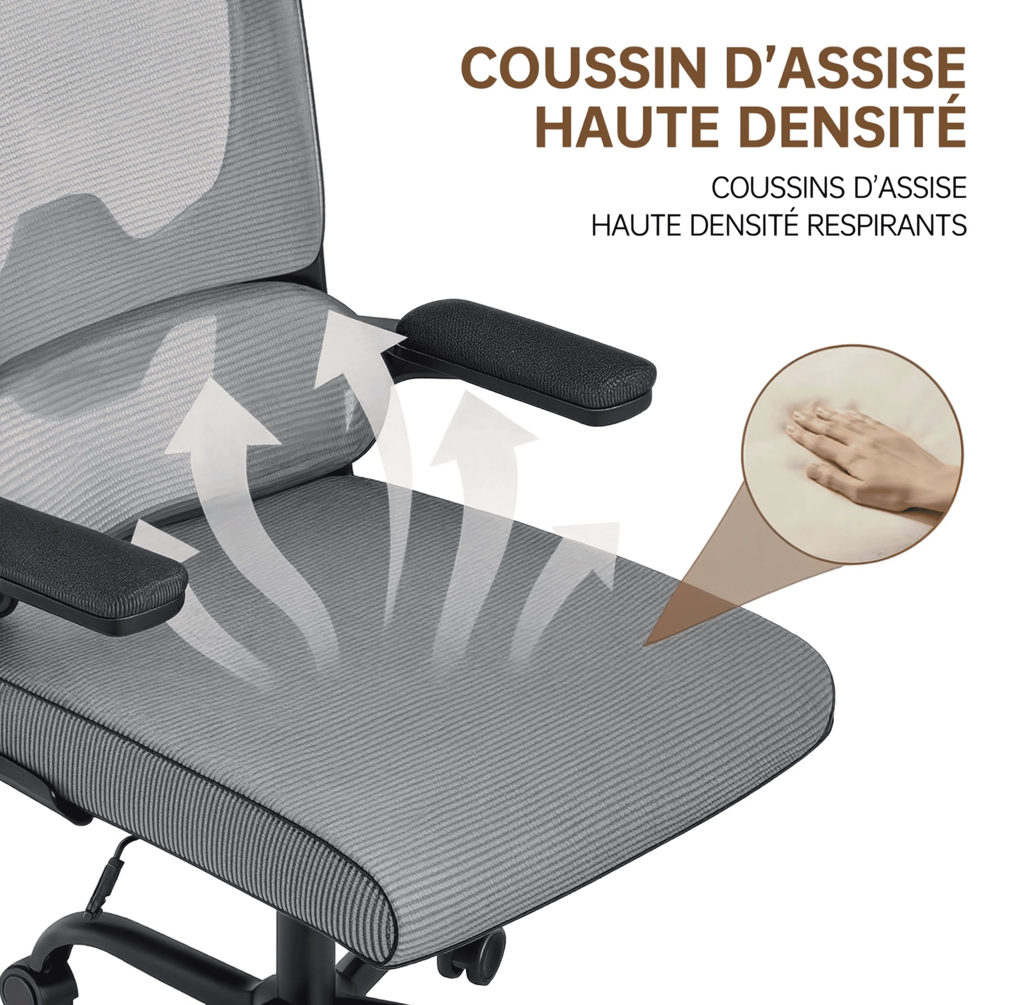 PAUSE | Chaise de Bureau Ergonomique Design - Support Lombaires, Appui-tête Réglable & Accoudoirs Rabattables