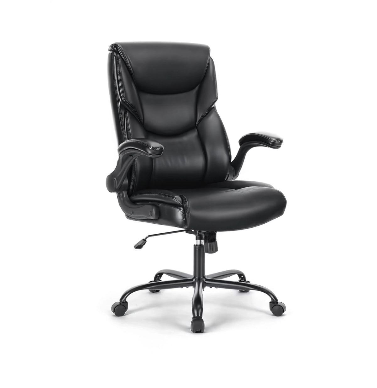 Fauteuil de bureau ergonomique PRESTANCE en simili cuir, vue de face sur fond blanc