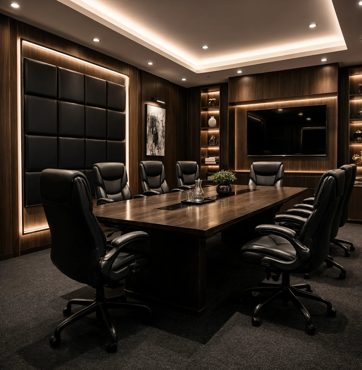 Fauteuil de direction PRESTANCE en salle de réunion, vue de trois quarts